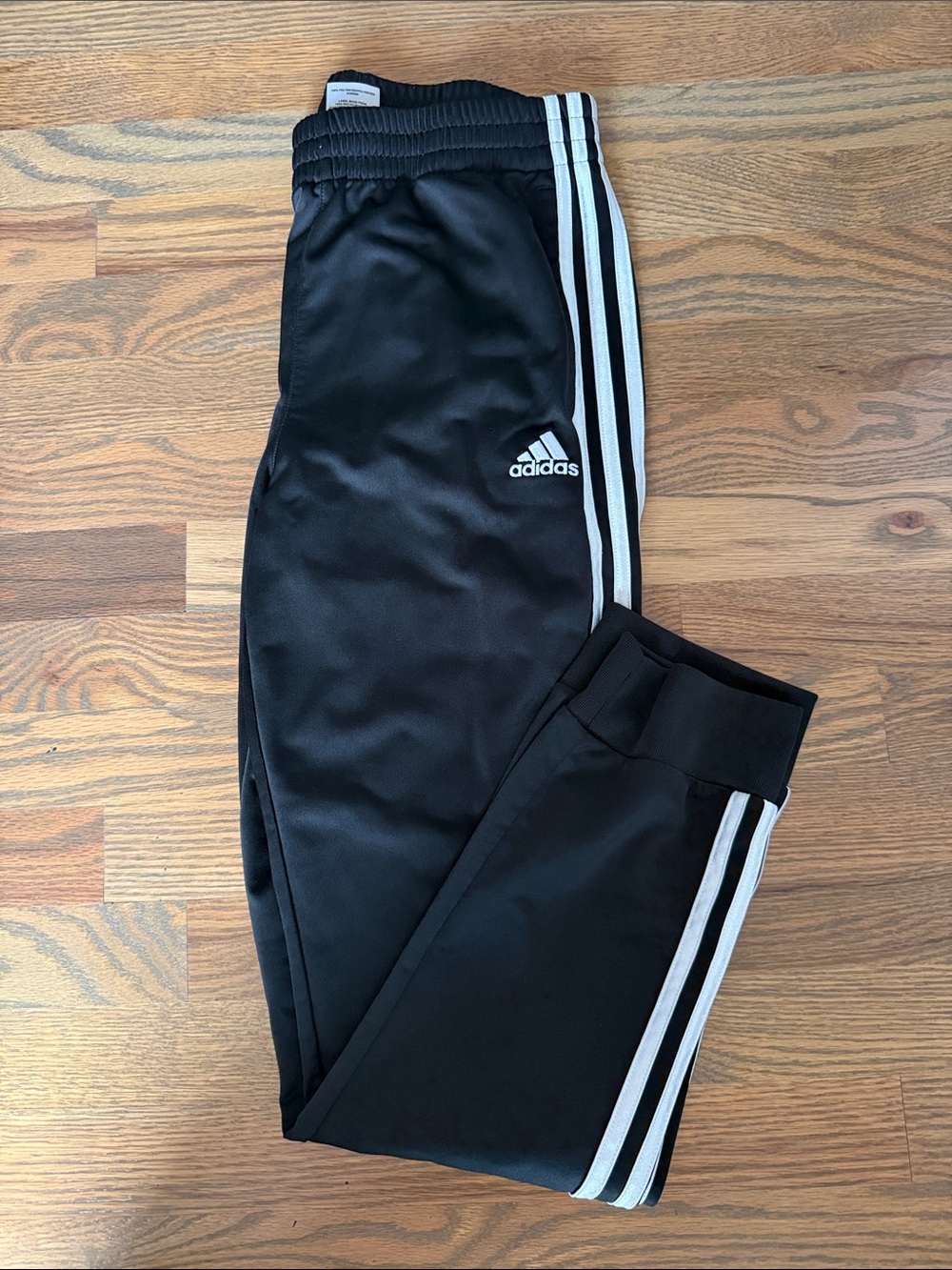 adidas Kids Black Joggers with White Three-Stripes Large 14/16
